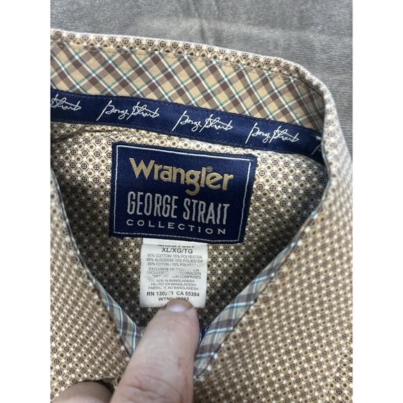Wrangler George Strait Button Up Shirt Adult XL Tan Long Sleeve Cowboy Western - Picture 3 of 6
